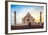 A Man Stands In Fron To F The Taj Mahal With Bird In Flight-Lindsay Daniels-Framed Photographic Print