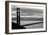 Silhouette of a suspension bridge at dusk, Golden Gate Bridge, San Francisco, California, USA-null-Framed Photographic Print