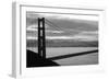 Silhouette of a suspension bridge at dusk, Golden Gate Bridge, San Francisco, California, USA-null-Framed Photographic Print