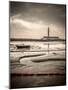Fawley power station, a boat and a creek meandering through the mudflats all lit by a broken sky, H-Matthew Cattell-Mounted Photographic Print
