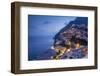 Positano and beach at dusk, Amalfi Coast (Costiera Amalfitana), UNESCO World Heritage Site, Campani-John Miller-Framed Photographic Print