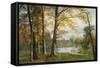 A Quiet Lake-Albert Bierstadt-Framed Stretched Canvas