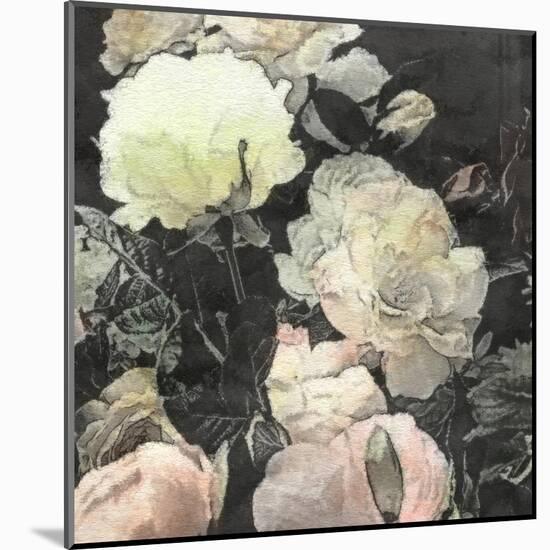 Art Floral Vintage Watercolor Background with White and Light Pink Roses and Peonies-Irina QQQ-Mounted Art Print