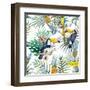 Watercolor, Tropical, Pineapple, Exotic, Pattern-Zenina-Framed Art Print