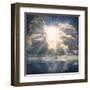 The Sun on Dramatic Sky over Sea-Kletr-Framed Art Print