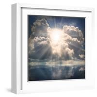 The Sun on Dramatic Sky over Sea-Kletr-Framed Art Print