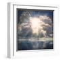 The Sun on Dramatic Sky over Sea-Kletr-Framed Art Print