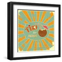 Retro Design Tiki Bar Menu-elfivetrov-Framed Art Print