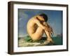 Naked Young Man Sitting by the Sea, 1836-Hippolyte Flandrin-Framed Giclee Print