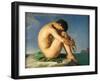 Naked Young Man Sitting by the Sea, 1836-Hippolyte Flandrin-Framed Giclee Print