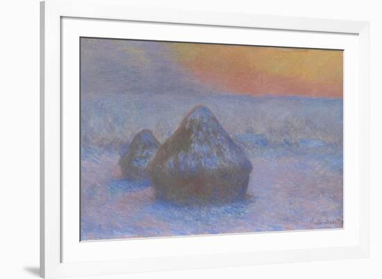 Stacks of Wheat (Sunset, Snow Effect), 1890-91-Claude Monet-Framed Giclee Print