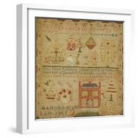 Silk on Linen Needlework Sampler, circa 1836-Hannah Scanlon-Framed Giclee Print