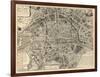 Paris, France, Vintage Map-null-Framed Giclee Print