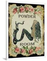 Powder Room Mermaid with Vintage Roses-sylvia pimental-Framed Art Print