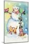 Cat Snowman-sylvia pimental-Mounted Art Print