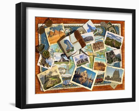 Wonders of the World Postcards-Garry Walton-Framed Art Print