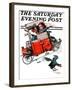 "Look Out Below" or "Downhill Daring" Saturday Evening Post Cover, January 9,1926-Norman Rockwell-Framed Giclee Print