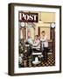 "Barber Getting Haircut," Saturday Evening Post Cover, January 26, 1946-Stevan Dohanos-Framed Giclee Print