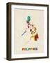 Philippines Watercolor Map-Michael Tompsett-Framed Art Print