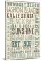 Newport Beach, California - Typography (#3)-Lantern Press-Mounted Art Print