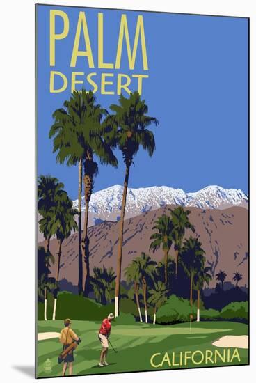 Palm Desert, California - Golfing Scene-Lantern Press-Mounted Art Print