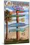 Santa Monica, California - Destination Sign-Lantern Press-Mounted Art Print