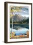 Long's Peak and Bear Lake - Rocky Mountain National Park-Lantern Press-Framed Art Print