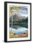 Long's Peak and Bear Lake - Rocky Mountain National Park-Lantern Press-Framed Art Print