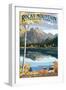 Long's Peak and Bear Lake - Rocky Mountain National Park-Lantern Press-Framed Art Print