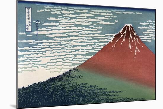 Red Fuji or South Wind, Clear Sky-Katsushika Hokusai-Mounted Premium Giclee Print