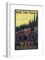 West Virginia - Ride the Trails-Lantern Press-Framed Art Print