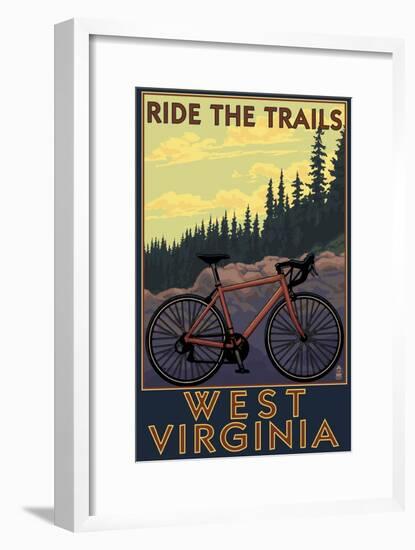 West Virginia - Ride the Trails-Lantern Press-Framed Art Print