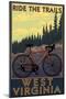 West Virginia - Ride the Trails-Lantern Press-Mounted Art Print