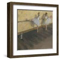 Dancers Practicing at the Barre-Edgar Degas-Framed Art Print