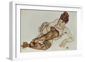 Reclining Woman with Black Stockings, 1917-Egon Schiele-Framed Giclee Print