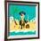 Pirate on an Island with Treasure a Pirate with His Treasure on a Deserted Island-Retrorocket-Framed Art Print