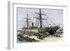 African-American Stevedores Loading Cotton on a Ship in Charlestown, South Carolina, c.1870-null-Framed Giclee Print