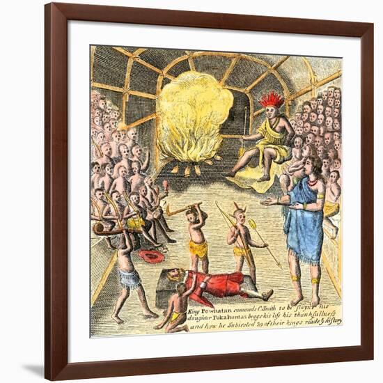 Pocahontas Begs Powhatan to Spare John Smith's Life, in Jamestown, Virginia Colony-null-Framed Giclee Print