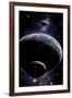 An Artist's Depiction of an Earth Type World with Two Orbiting Moons-null-Framed Art Print