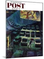 "Drive-In Movie in the Rain," Saturday Evening Post Cover, May 13, 1961-John Falter-Mounted Giclee Print