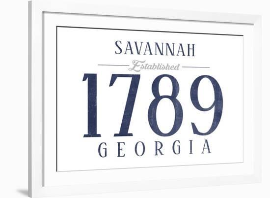 Savannah, Georgia - Established Date (Blue)-Lantern Press-Framed Art Print