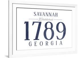 Savannah, Georgia - Established Date (Blue)-Lantern Press-Framed Art Print