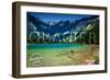 Glacier National Park, Montana - Avalanche Lake (Stamp Version)-Lantern Press-Framed Art Print