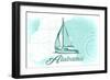 Alabama - Sailboat - Teal - Coastal Icon-Lantern Press-Framed Art Print