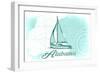 Alabama - Sailboat - Teal - Coastal Icon-Lantern Press-Framed Art Print