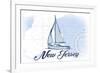 New Jersey - Sailboat - Blue - Coastal Icon-Lantern Press-Framed Premium Giclee Print