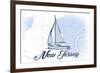 New Jersey - Sailboat - Blue - Coastal Icon-Lantern Press-Framed Premium Giclee Print