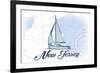 New Jersey - Sailboat - Blue - Coastal Icon-Lantern Press-Framed Premium Giclee Print