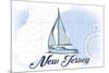 New Jersey - Sailboat - Blue - Coastal Icon-Lantern Press-Mounted Premium Giclee Print