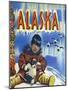 Alaska, View of a Native Child Holding a Puppy, Totem Pole and Penguins-Lantern Press-Mounted Art Print